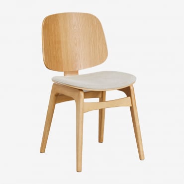 Chaise De Salle À Manger En Bois Canada Bois Naturel & Tissu Beige - Sklum