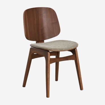 Chaise De Salle À Manger En Bois Et Rembourrée Canada Bois Foncé & Tissu Marron Moka - Sklum