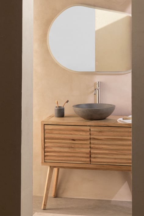 Ensemble de meuble de salle de bain en bois Deleyna