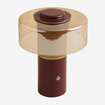 Lampe De Table Led Sans Fil En Verre Et Acier Elfriede Rouge Brique - Sklum