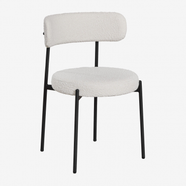 Pack De 4 Chaises De Salle À Manger En Tissu Bouclé Anisa Boucle Blanc - Sklum
