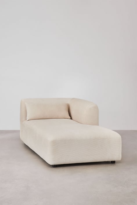 Module chaise longue droit pour canapé modulaire Fogler - Velours Côtelé Beige Lin
