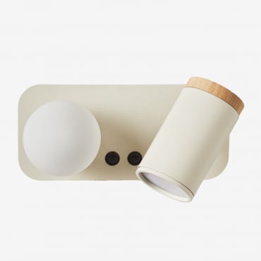 Applique Mural Orientable Avec 2 Points Lumineux En Fer Amaranto Tapioca Beige - Sklum