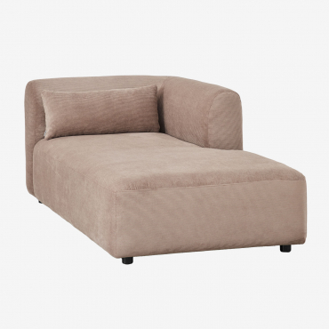 Module Chaise Longue Droit Pour Canapé Modulaire Fogler Velours Côtelé Camel Brun - Sklum