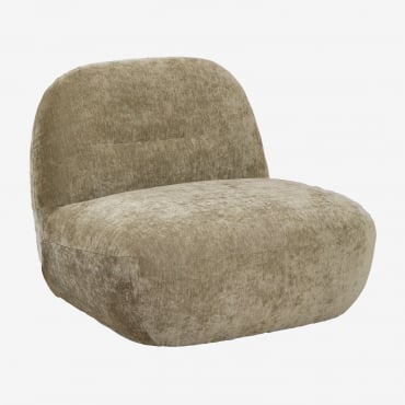 Fauteuil Pivotant En Chenille Sernin Chenille Sage Vert - Sklum