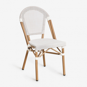 Pack De 4 Chaises De Jardin Empilables En Textilène Et Aluminium Brielle Bistro Blanc Gardenia - Sklum