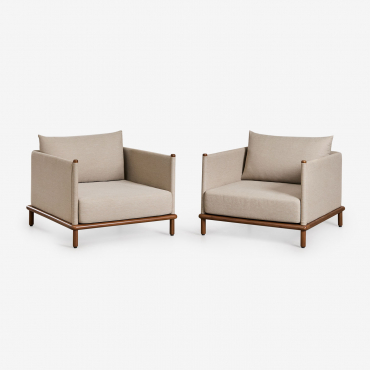 Lot De 2 Fauteuils En Bois D'acacia Olivia Beige Semoline - Sklum