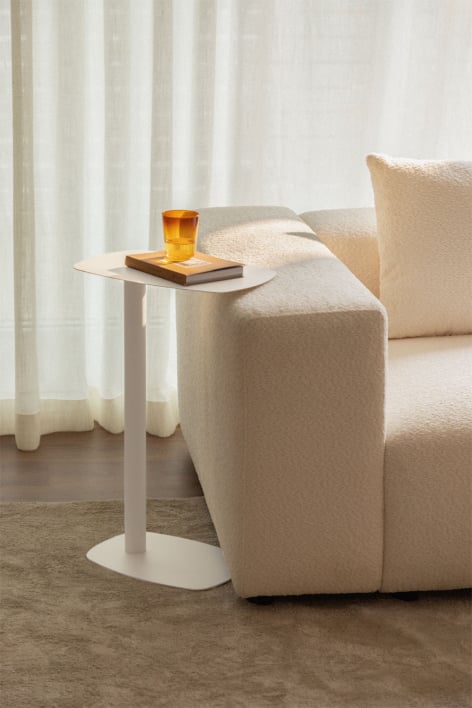 Table d'appoint rectangulaire 40x25 cm en acier inoxydable Odelia - Blanc Gardenia