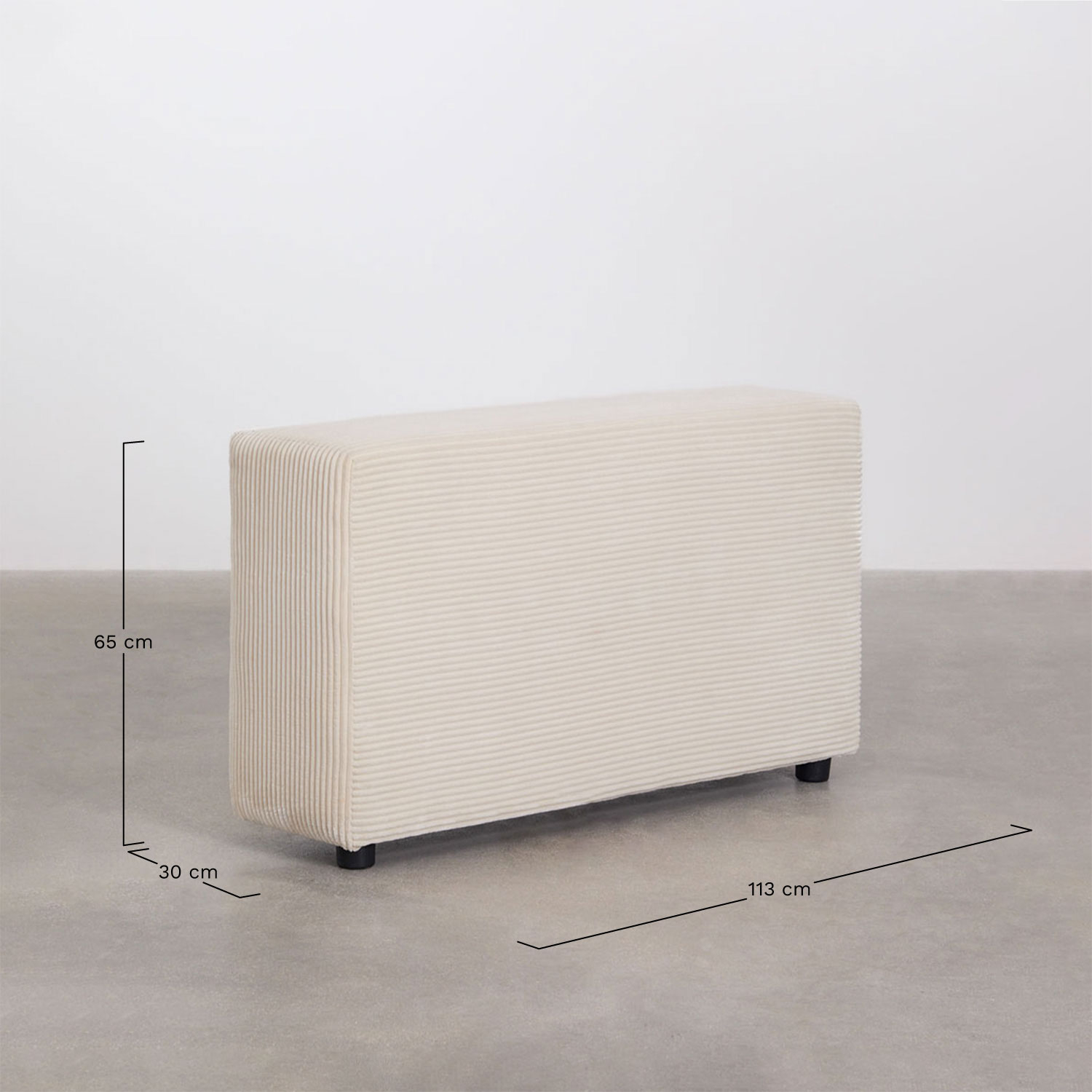 Accoudoir droit haut ↑65 cm pour canapé modulaire Bruna, mesures