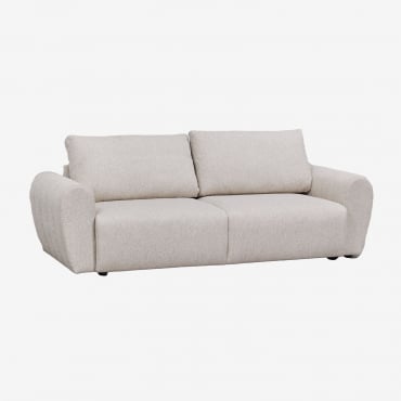 Canapé-lit 3 Places En Tissu Bouclé Ohio Bouclé Beige Crème - Sklum