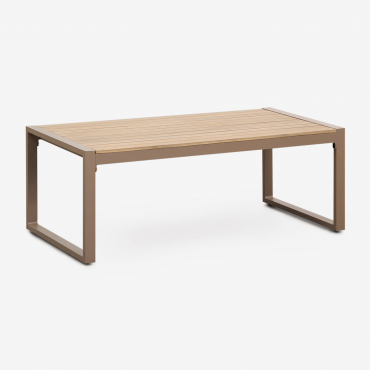 Table Basse De Jardin Rectangulaire 110x55 Cm En Aluminium Et Bois D'acacia Lipov Brun Moka - Sklum