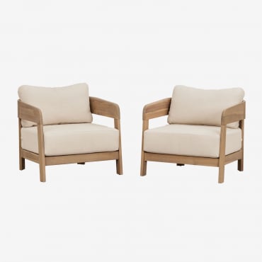 Lot De 2 Fauteuils En Bois D'acacia Uleno Acacia Marron Clair - Sklum