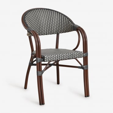 Chaise De Jardin Empilable Avec Accoudoirs En Aluminium Brielle Bistro Gris Graphite - Blanc Gardenia - Sklum