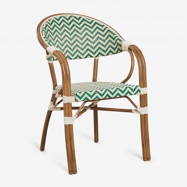 Chaise De Salle À Manger Empilable Avec Accoudoirs Brielle Bistro En Aluminium Vert Choux - Blanc Gardenia - Sklum