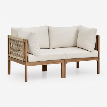Canapé De Jardin Modulaire Branson 2 Pièces Avec Accoudoirs En Bois D'acacia Brun Acacia - Sklum