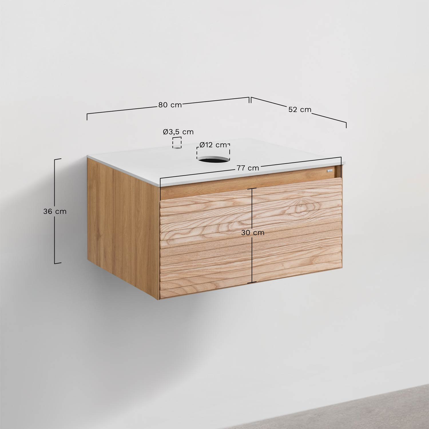 Ensemble de meubles de salle de bains en frêne Tedrik, mesures