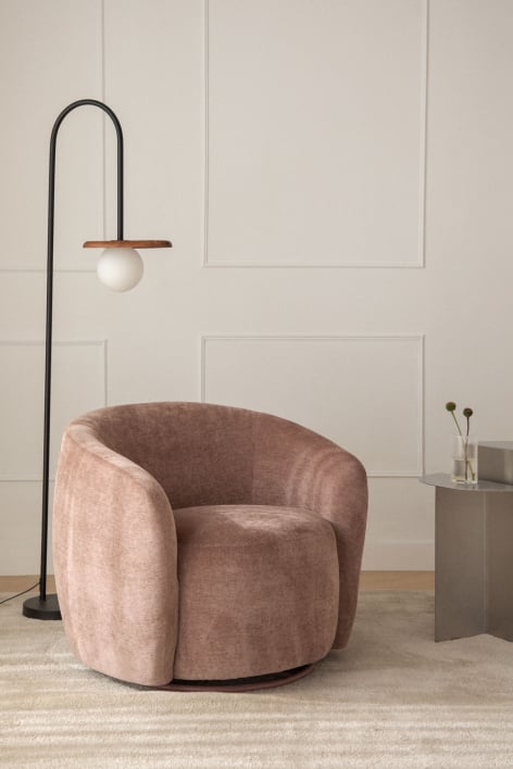 Pack de 2 fauteuils pivotants en chenille Mieres - Rosé
