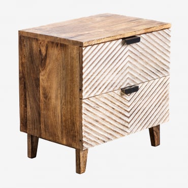 Pack De 2 Tables De Chevet Rectangulaires 50x35 Cm En Bois De Manguier Balary Bois De Mangue - Sklum