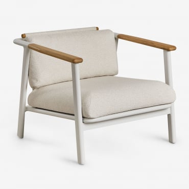 Fauteuil De Jardin Yervin En Aluminium Et Tissu Bouclé Bouclé Couleurs Naturelles - Sklum