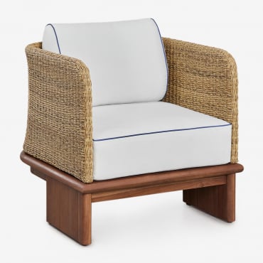 Fauteuil Famara En Rotin Et Bois D'acacia Brun Acacia - Sklum