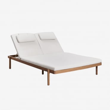 Chaise Longue Double Inclinable En Bois D'acacia Aderyn Brun Acacia - Sklum