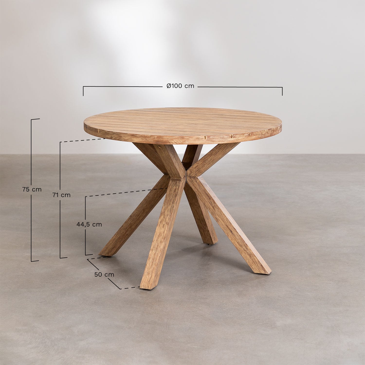Table de salle à manger ronde en bois Naele, mesures