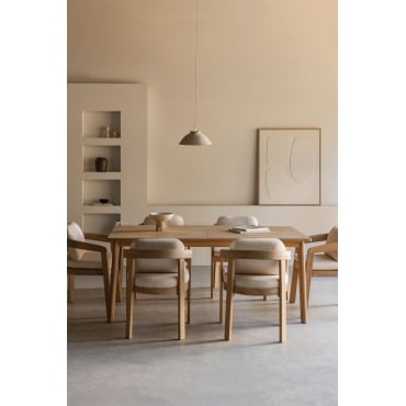 Ensemble table rectangulaire 180x90 cm en bois d'acacia Kaela et 6 chaises de salle à manger en bois d'acacia Uleno