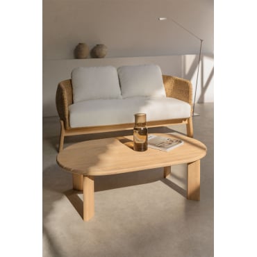 Table basse ovale en bois d'acacia 100x60 cm Leilan