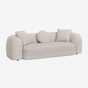 Canapé 3 Places En Chenille Coco Tissu Chenille Épais Blanc - Sklum