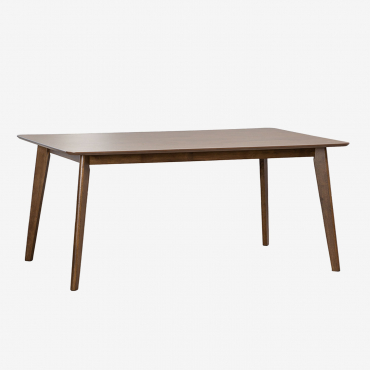Table De Salle À Manger Rectangulaire 180x90 Cm En Mdf Et Bois De Caoutchouc Kerhen Bois Foncé - Sklum