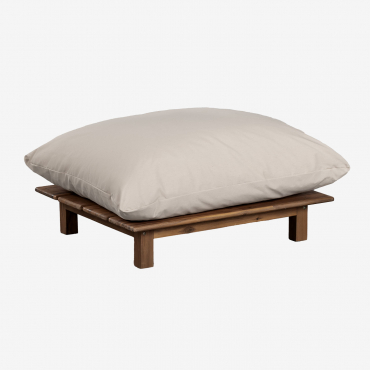 Pouf En Bois D'acacia Brina Beige Crème - Sklum