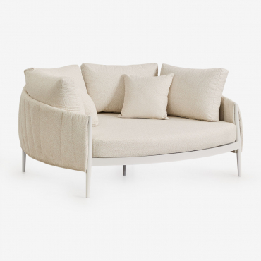 Lit De Jardin Roderise En Aluminium Et Tissu Bouclé Bouclé Couleurs Naturelles - Sklum