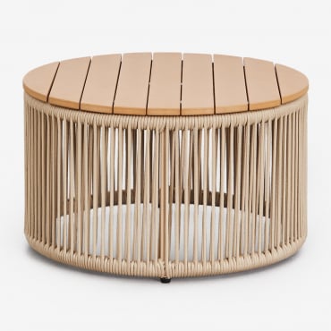 Table Basse De Jardin Ronde En Fer Et Corde Tressée Calipso Ø60 Cm - Sklum