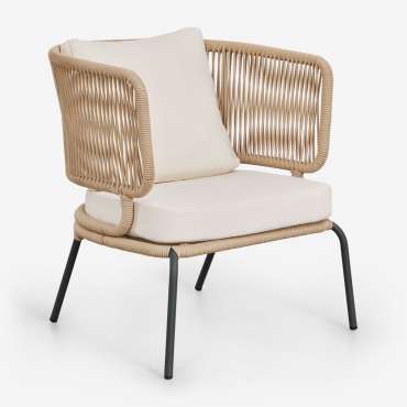 Fauteuil En Fer Et Corde Tressée Calipso Naturel - Sklum