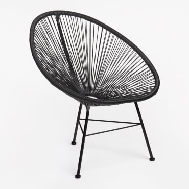 Nouveau Fauteuil Acapulco En Acier Et Osier Synthétique Noir - Sklum