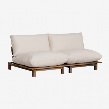 Canapé Inclinable De Jardin Modulaire 2 Pièces En Bois D'acacia Brina Beige Crème - Sklum