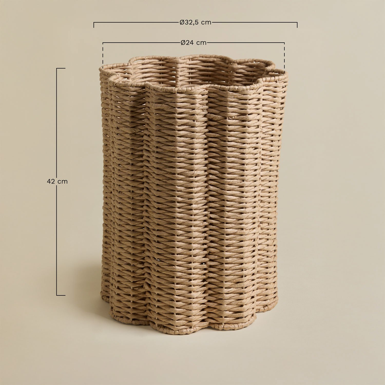 Panier en corde tressée et métal Tadinov, mesures