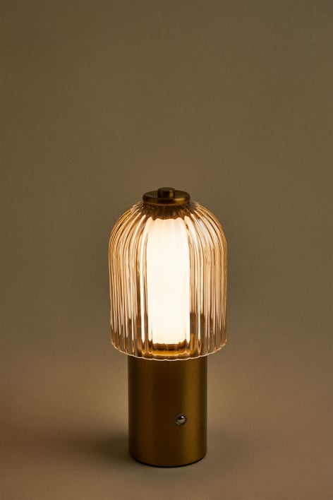 Lampe de table LED sans fil en fer et verre Neristan