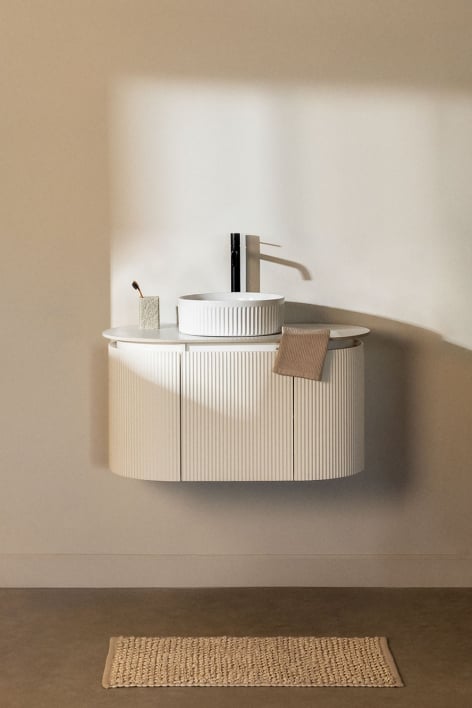 Ensemble de meuble de salle de bain suspendu en bois Carsone - Blanc