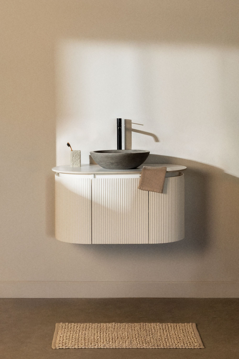 Ensemble de meuble de salle de bain suspendu en bois Carsone - Blanc