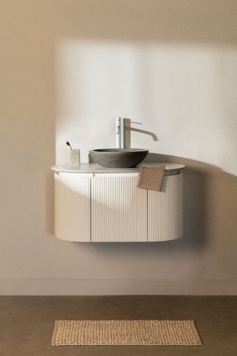 Ensemble de meuble de salle de bain suspendu en bois Carsone - Blanc