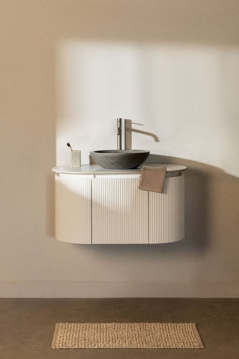 Ensemble de meuble de salle de bain suspendu en bois Carsone - Blanc