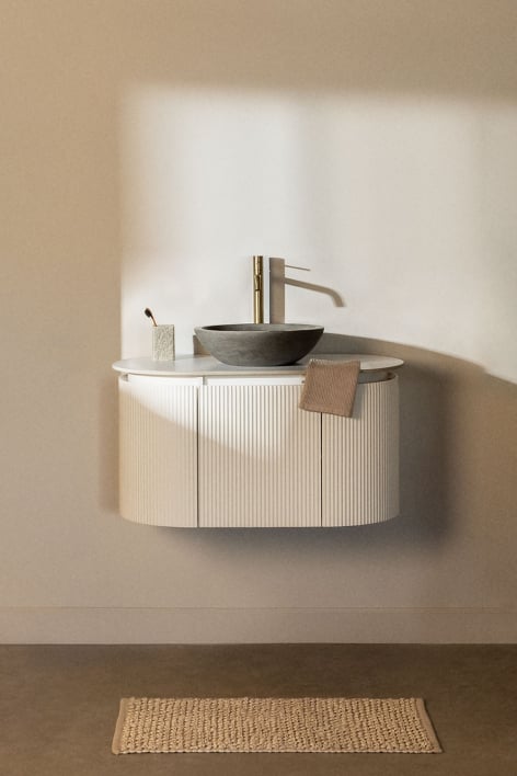 Ensemble de meuble de salle de bain suspendu en bois Carsone - Blanc