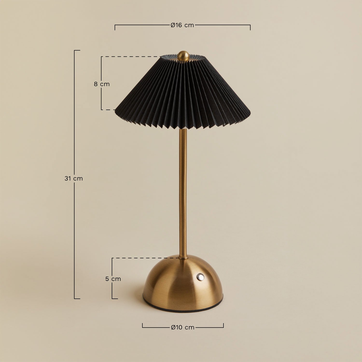 Lampe de table LED sans fil en fer Berila, mesures