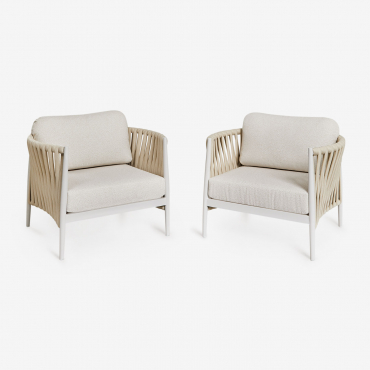 Lot De 2 Fauteuils De Jardin Sereilen En Aluminium Et Tissu Bouclé Bouclé Couleurs Naturelles - Sklum