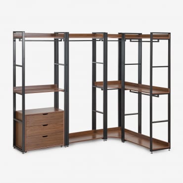 Armoire Modulaire D'angle Ouverte 4 Pièces En Acier Et Mdf Ariaster Noir - Sklum
