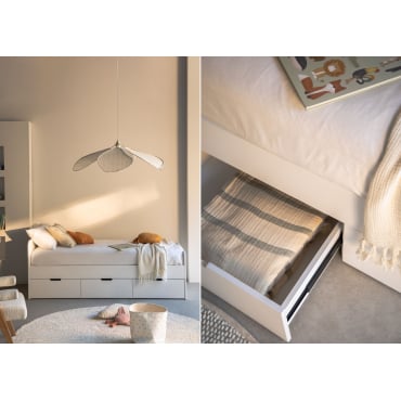 Lit pour matelas 90x190 cm avec 3 tiroirs en MDF Janete Kids