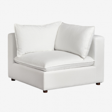 Fauteuil D'angle En Tissu Style Estefan Blanc - Sklum