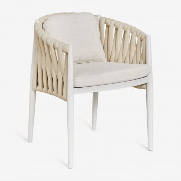 Pack De 2 Chaises De Salle À Manger Avec Accoudoirs En Aluminium Et Tissu Bouclé Sereilen Bouclé Couleurs Naturelles - Sklum