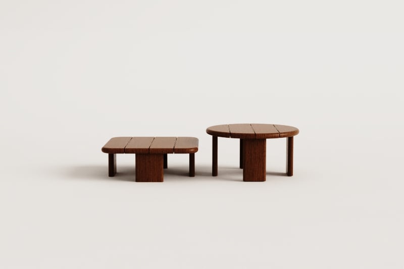 Lot de 2 tables basses de jardin en bois d'acacia Famara